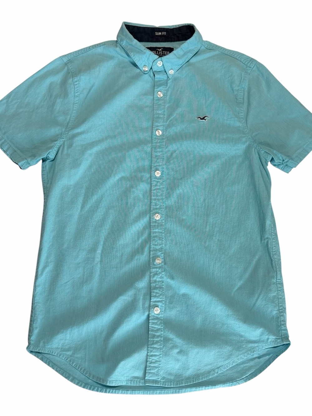 Hollister Short Sleeve Button-Down Shirt in Light Blue